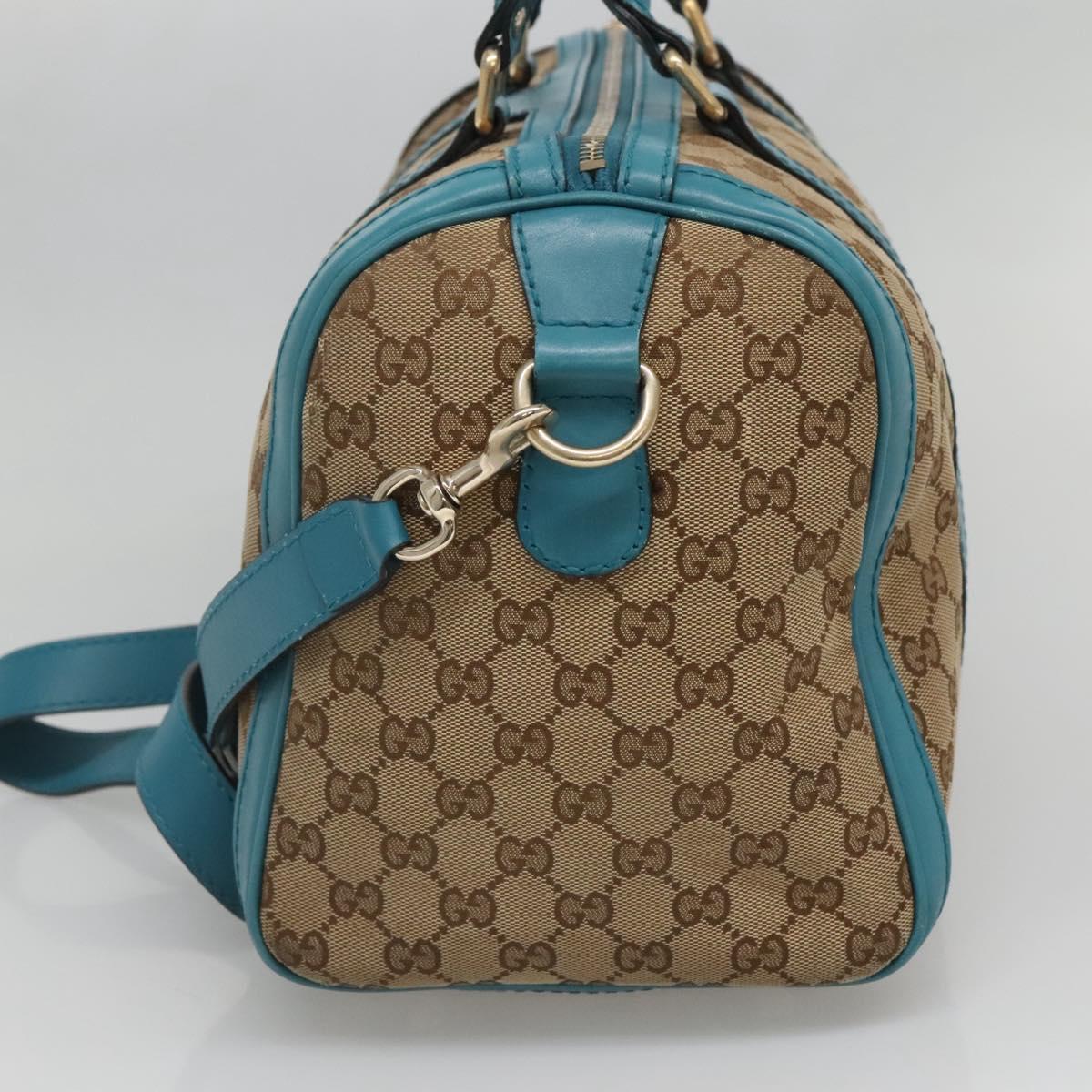 GUCCI GG Canvas Boston Bag 2way Gold Beige 247205 Auth 141405