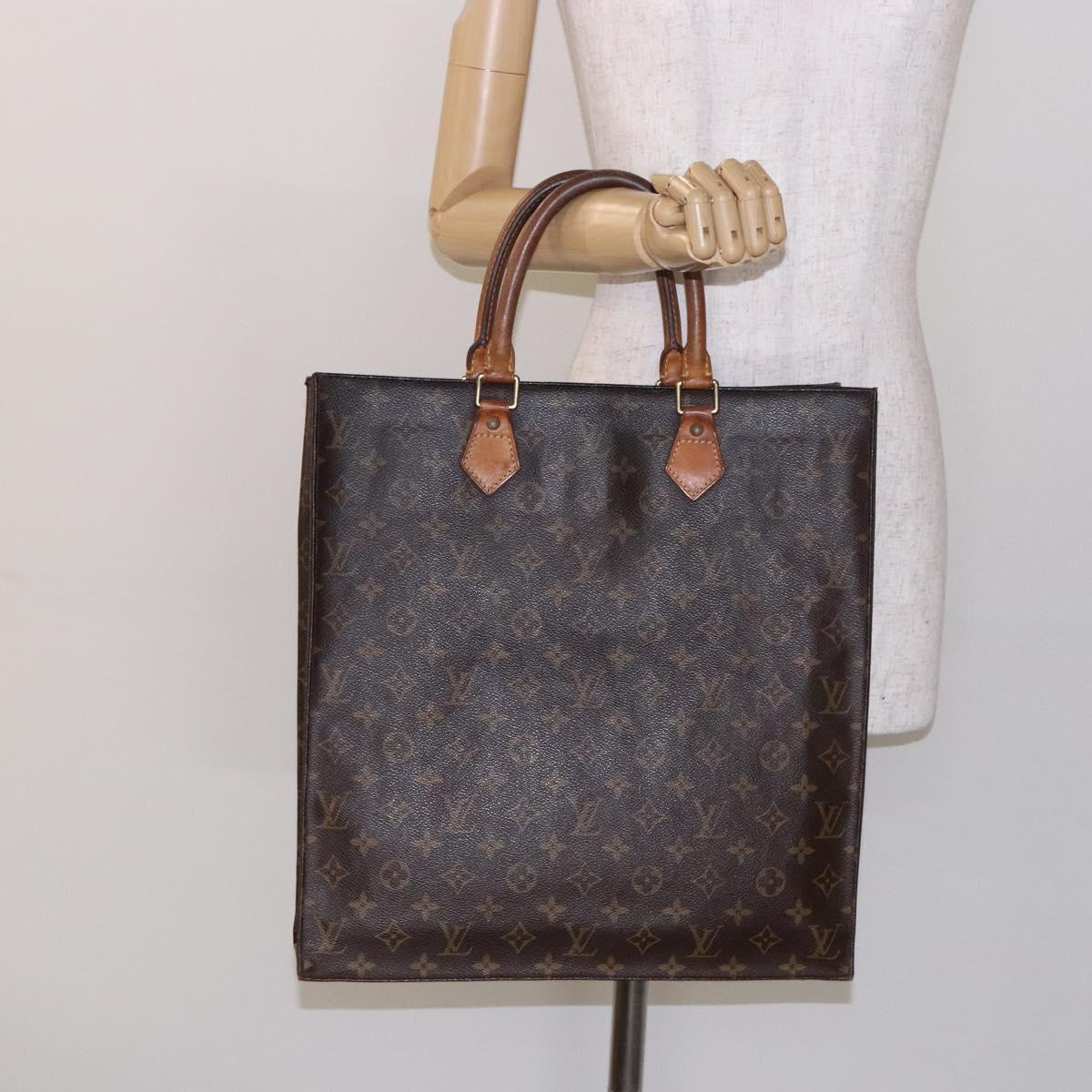 LOUIS VUITTON Monogram Sac Plat Hand Bag M51140 LV Auth 141413