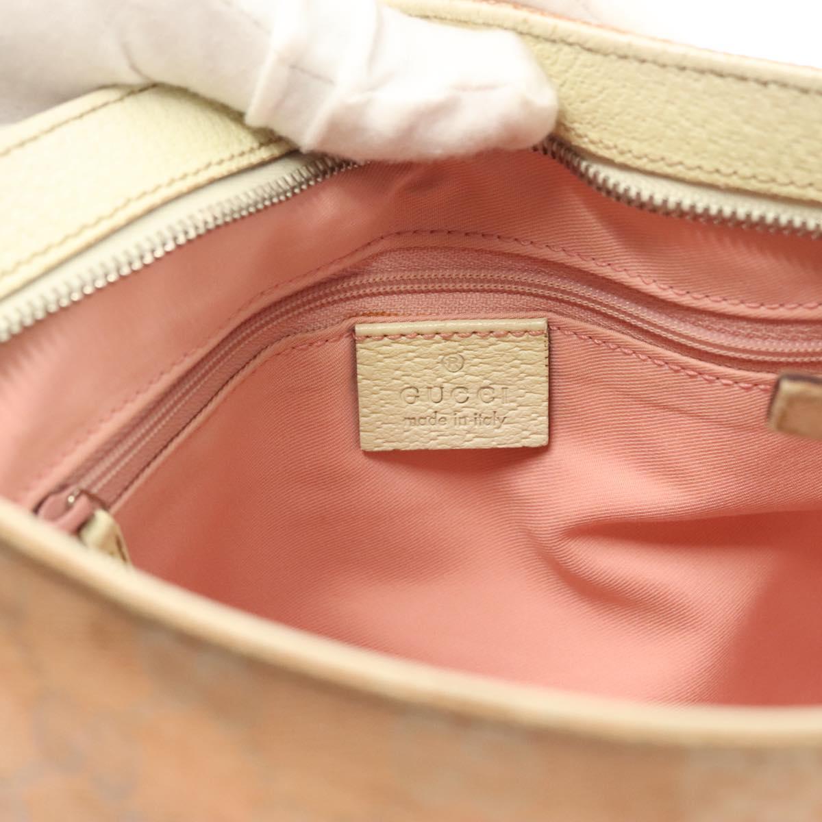GUCCI GG Canvas Sherry Line Shoulder Bag Pink Silver khaki 145809 Auth 141421