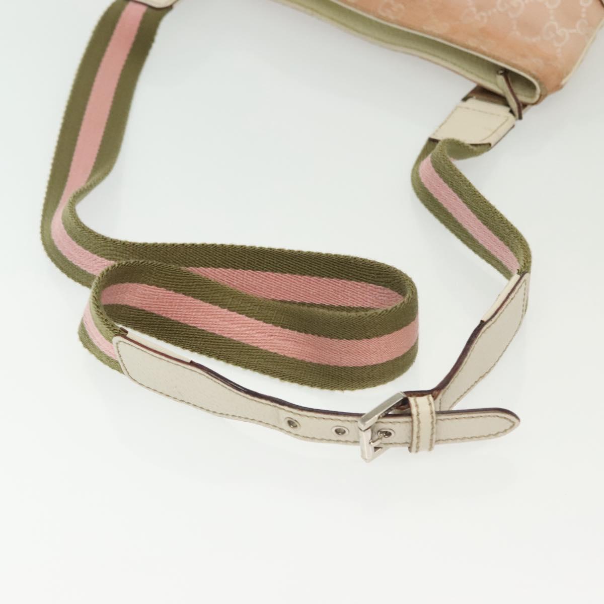 GUCCI GG Canvas Sherry Line Shoulder Bag Pink Silver khaki 145809 Auth 141421