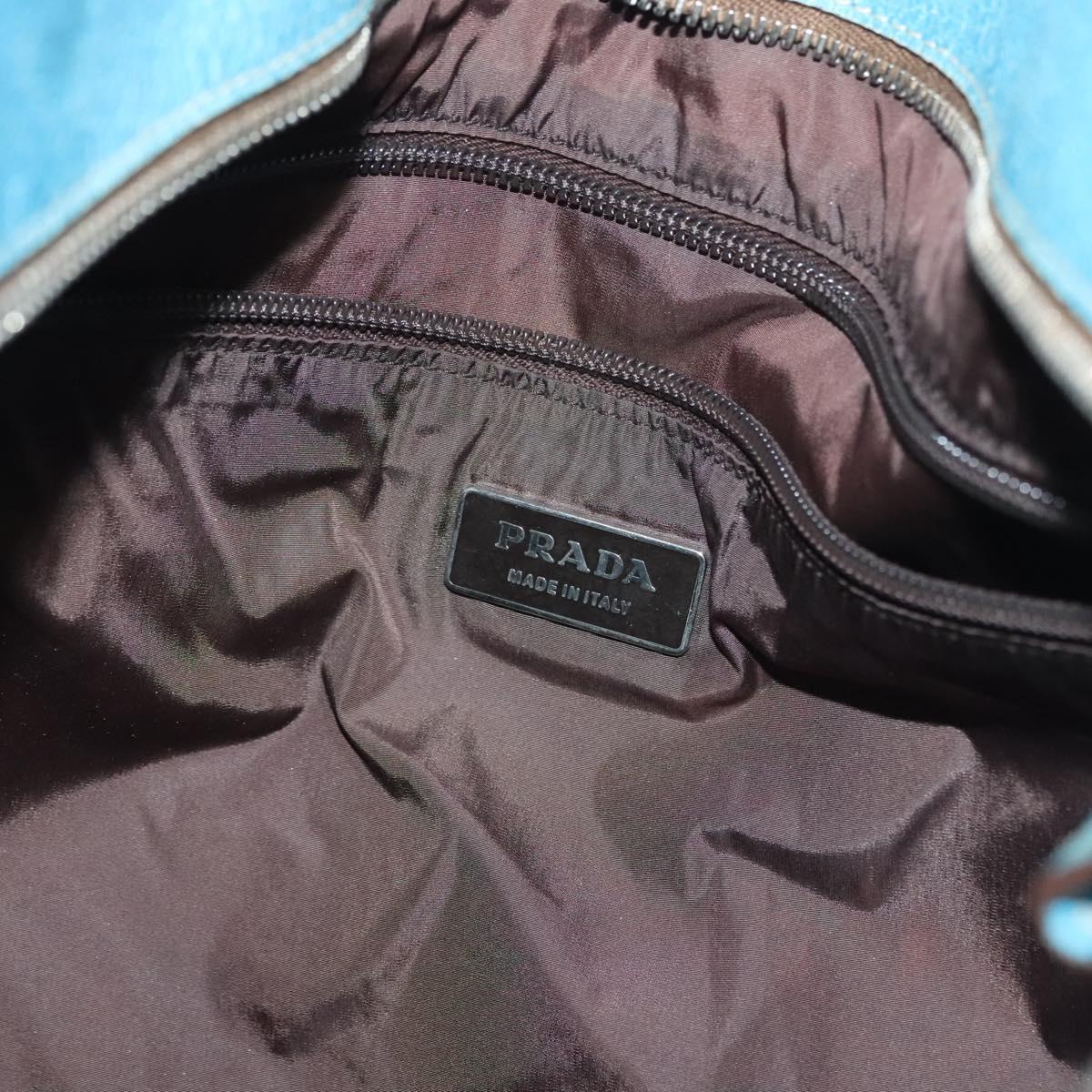 PRADA Shoulder Bag Canvas Beige Silver Auth 141428