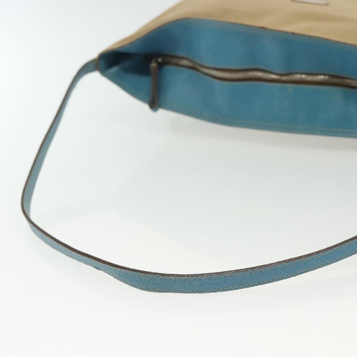 PRADA Shoulder Bag Canvas Beige Silver Auth 141428