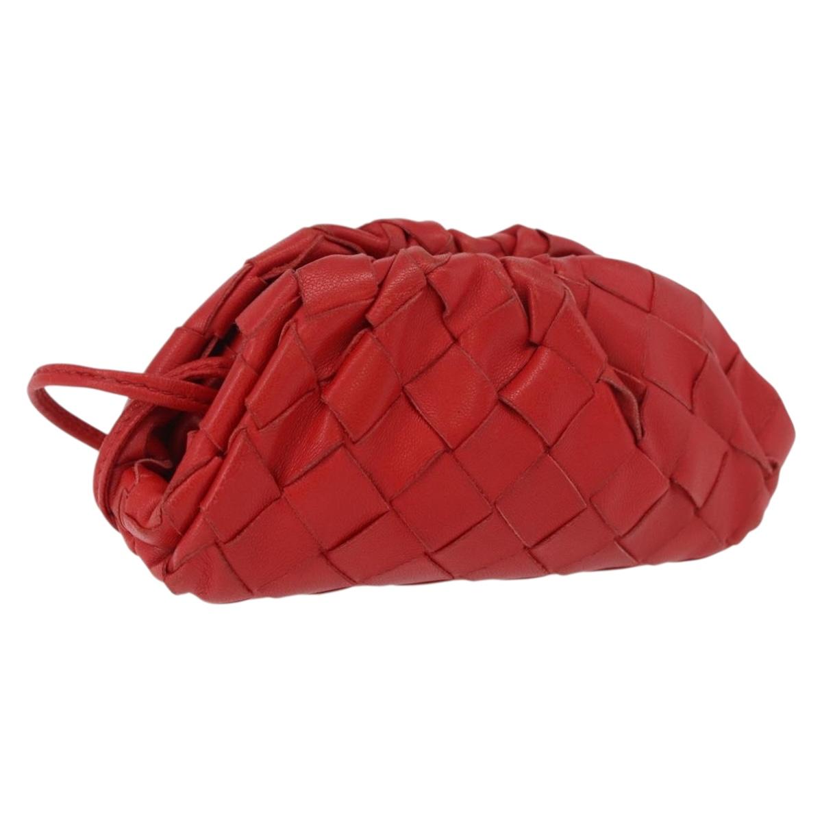 BOTTEGA VENETA INTRECCIATO Shoulder Bag Leather Red Auth 141432