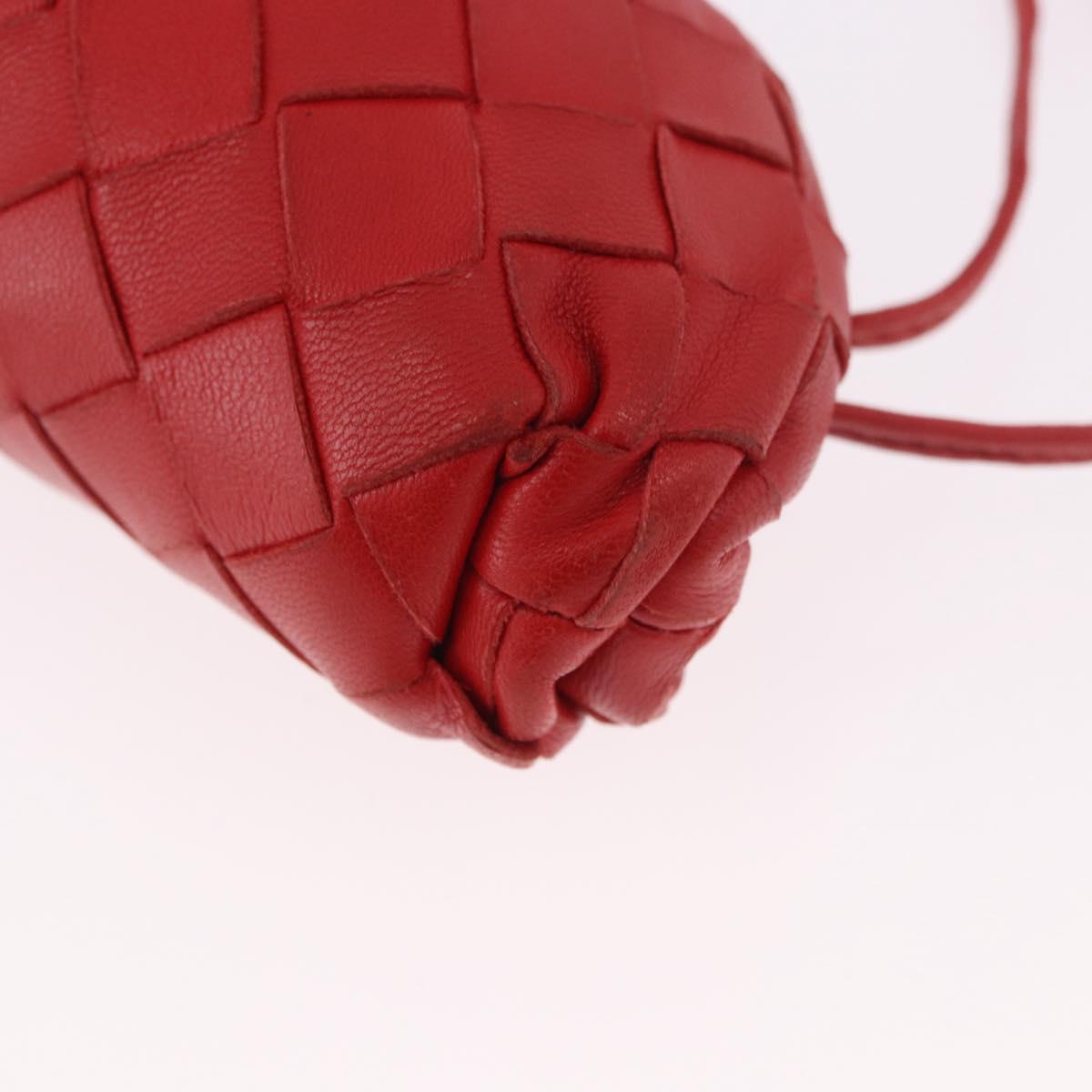 BOTTEGA VENETA INTRECCIATO Shoulder Bag Leather Red Auth 141432