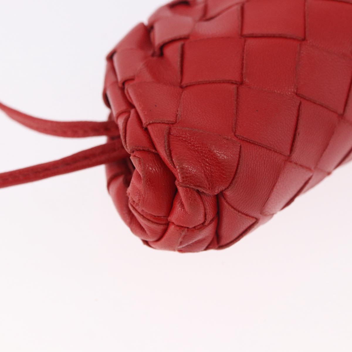 BOTTEGA VENETA INTRECCIATO Shoulder Bag Leather Red Auth 141432