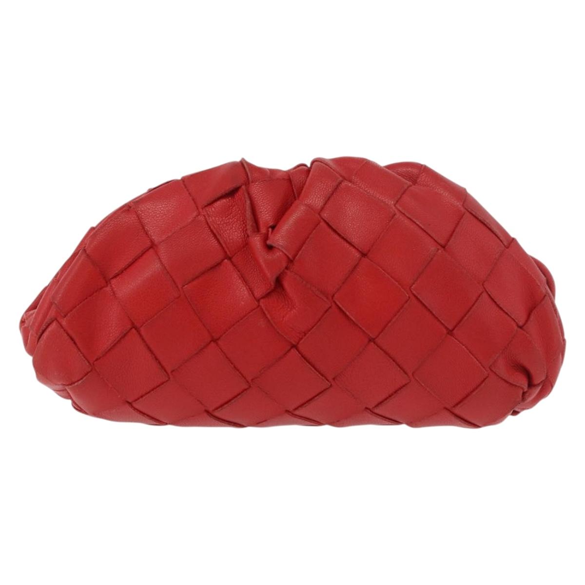 BOTTEGA VENETA INTRECCIATO Shoulder Bag Leather Red Auth 141432