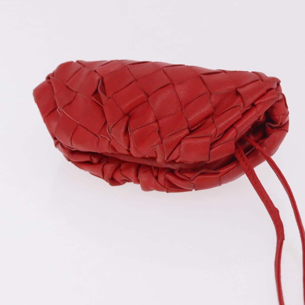 BOTTEGA VENETA INTRECCIATO Shoulder Bag Leather Red Auth 141432