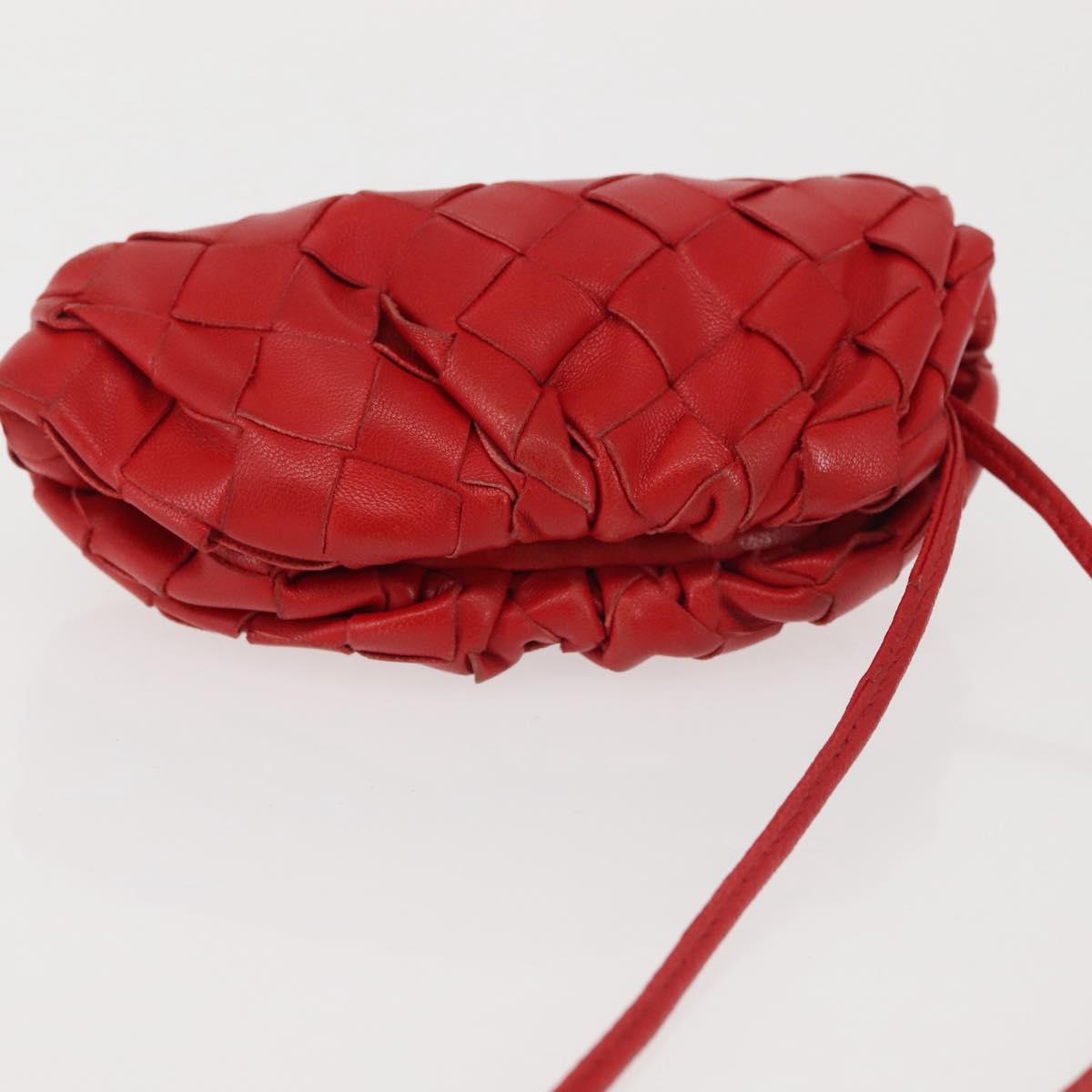 BOTTEGA VENETA INTRECCIATO Shoulder Bag Leather Red Auth 141432