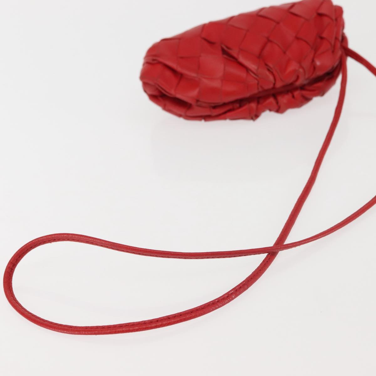 BOTTEGA VENETA INTRECCIATO Shoulder Bag Leather Red Auth 141432