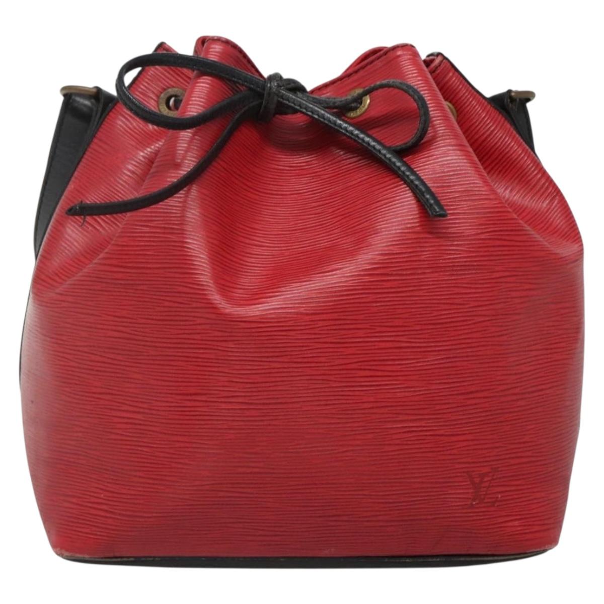 LOUIS VUITTON Epi Petit Noe Shoulder Bag Bicolor Black Red M44017 LV Auth 141440