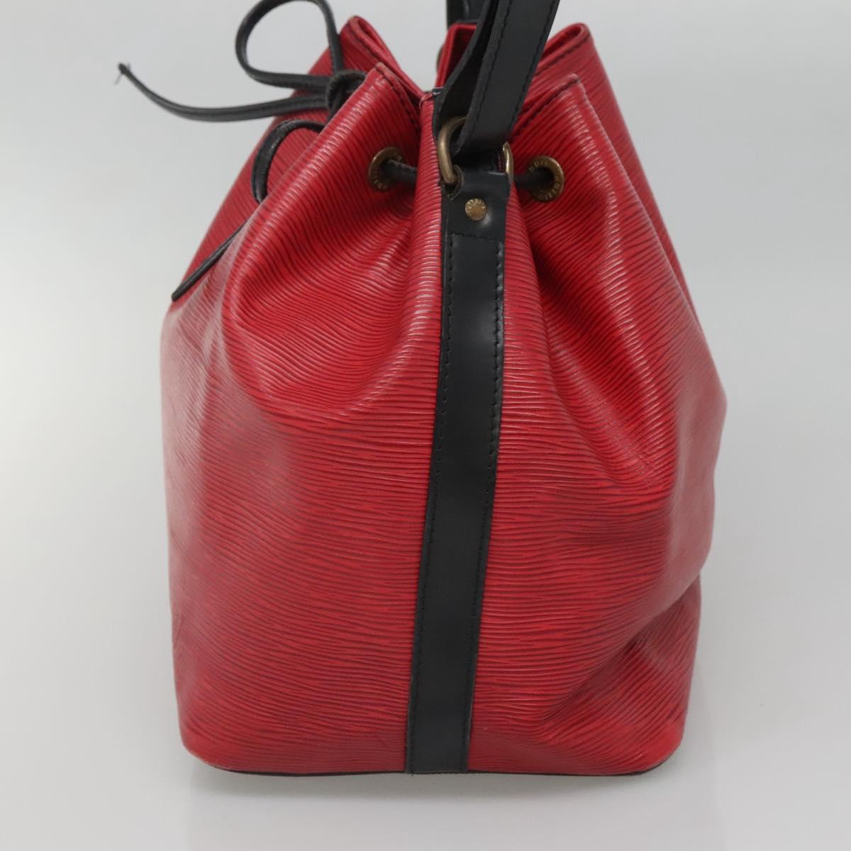 LOUIS VUITTON Epi Petit Noe Shoulder Bag Bicolor Black Red M44017 LV Auth 141440