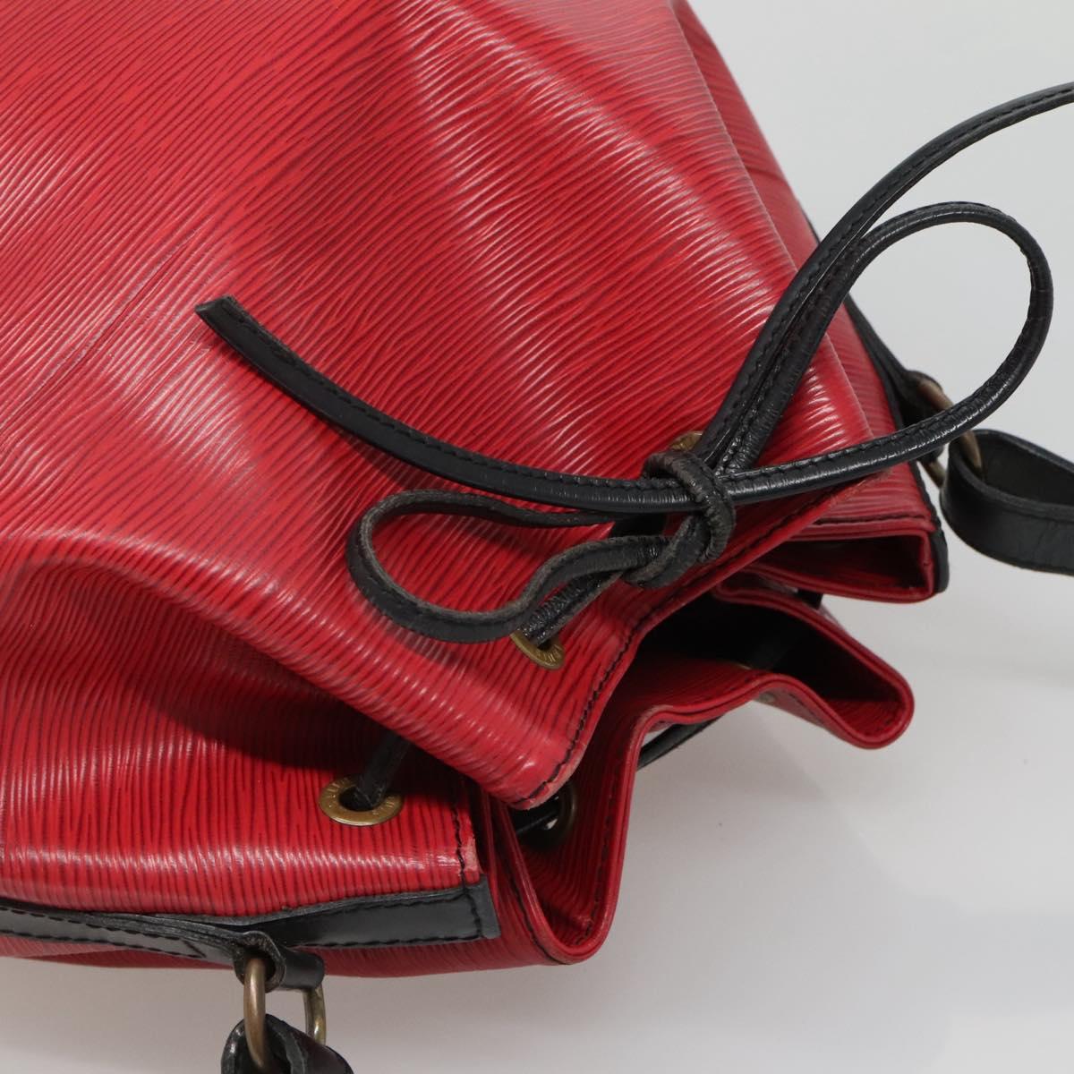 LOUIS VUITTON Epi Petit Noe Shoulder Bag Bicolor Black Red M44017 LV Auth 141440