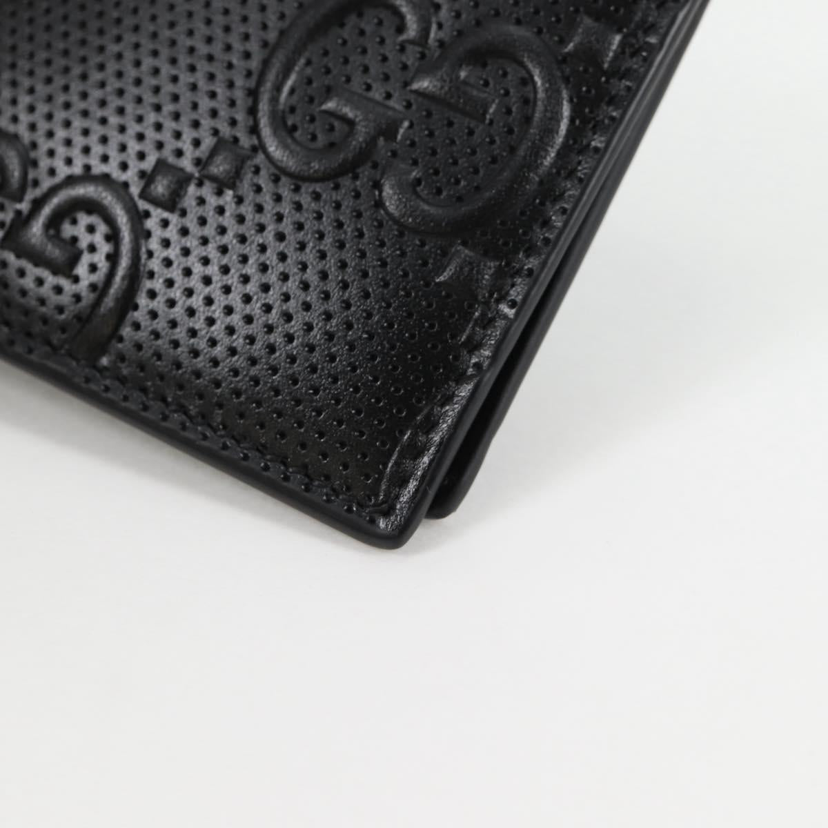 GUCCI GG Emboss Bifold Wallet Black 625559 Auth 141453M