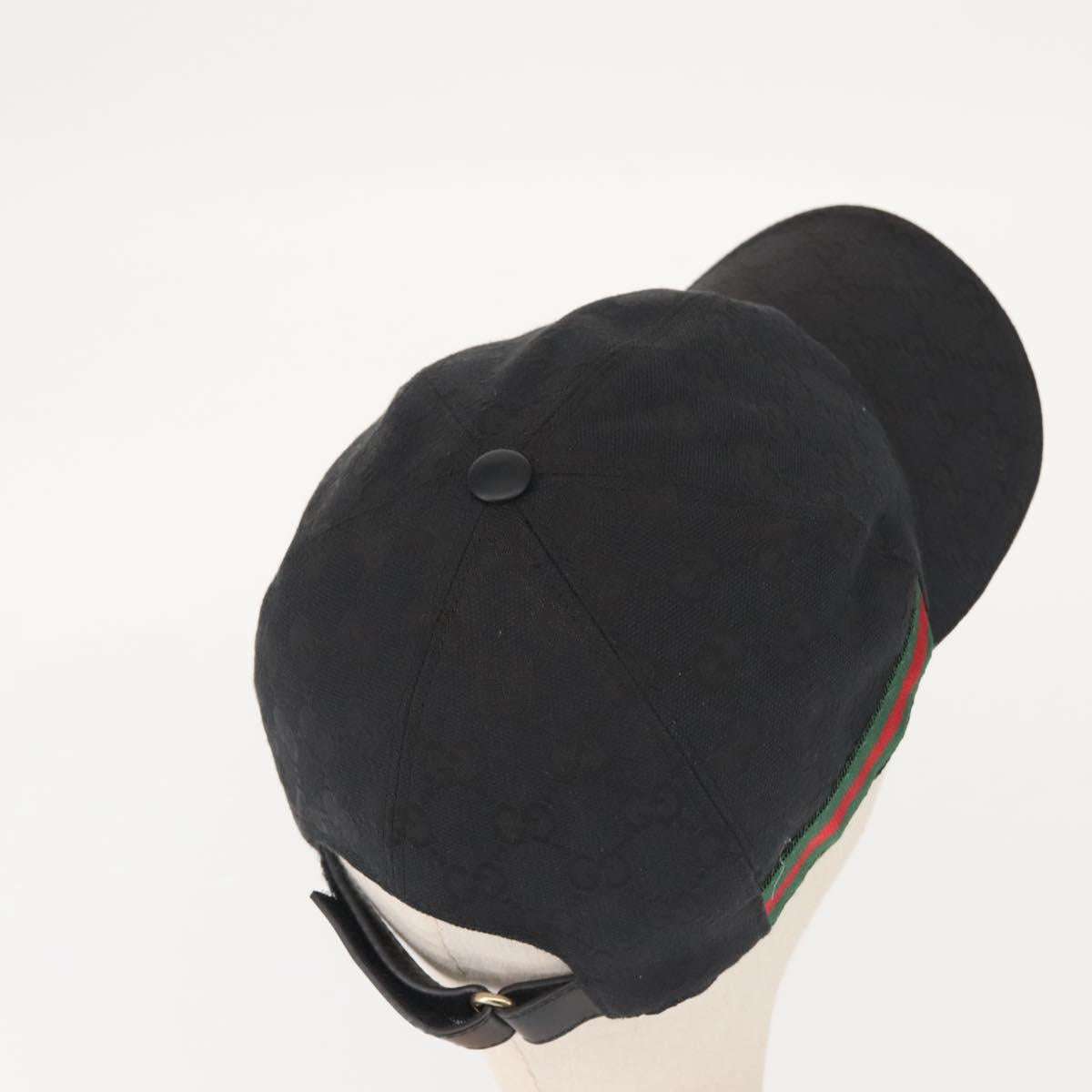GUCCI Web Sherry Line GG Canvas Cap M Black Red Green 200035 Auth 141454