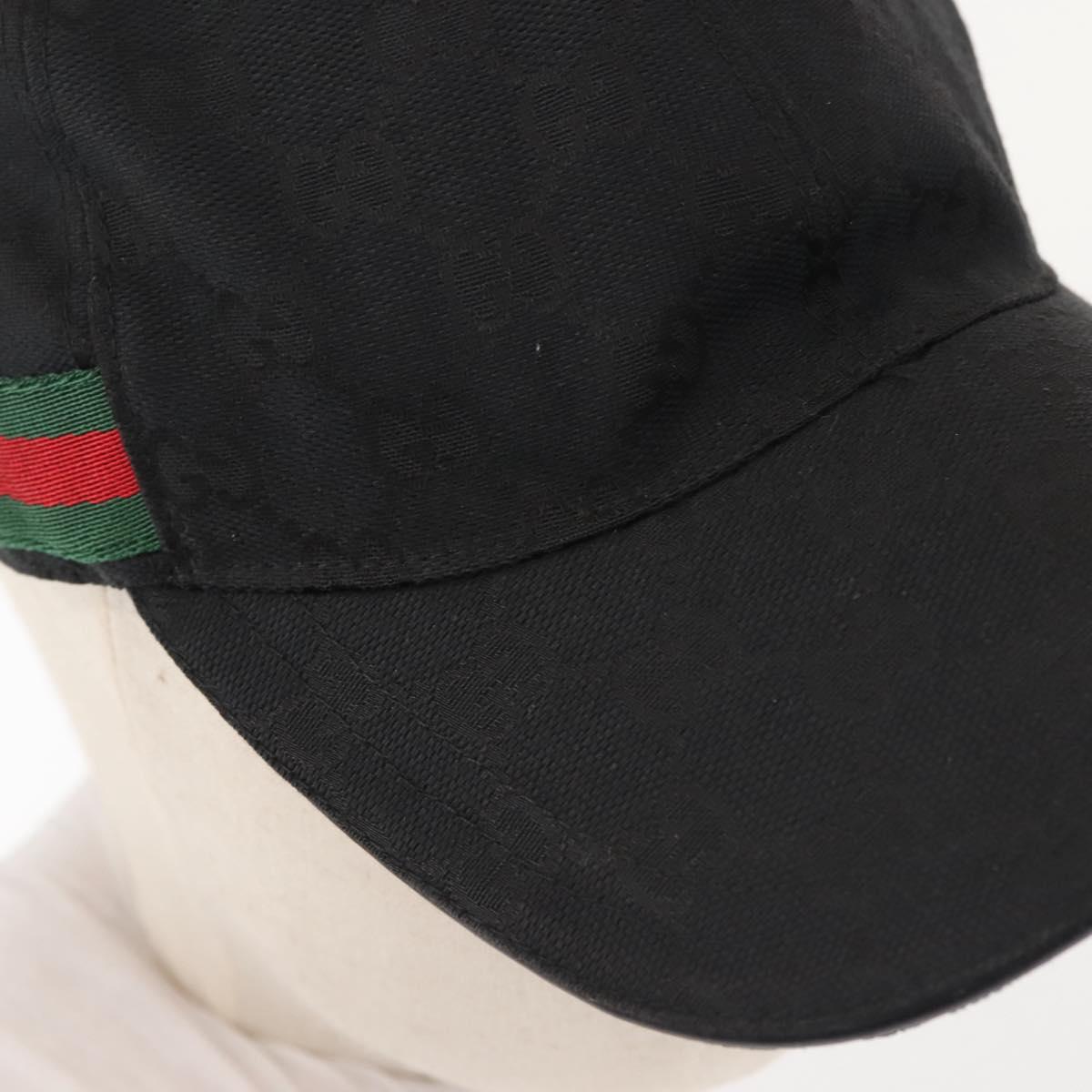 GUCCI Web Sherry Line GG Canvas Cap M Black Red Green 200035 Auth 141454
