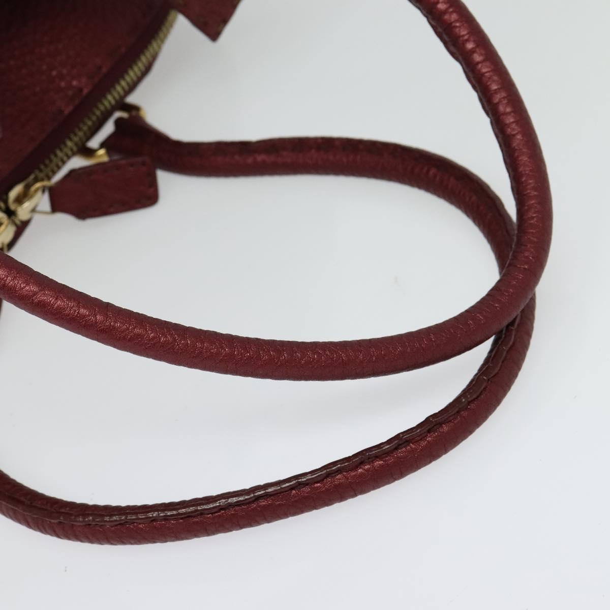 FENDI Celeria Shoulder Bag Leather Red Gold Auth 141479