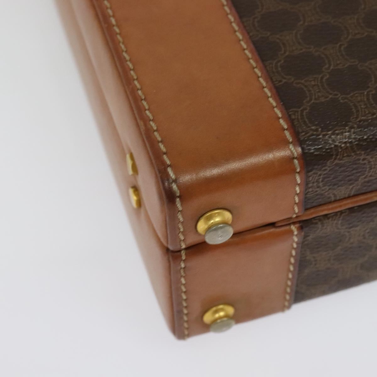 CELINE Macadam Canvas Trunk PVC Leather Brown Gold Auth 141482A