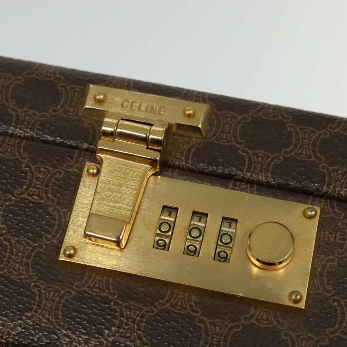 CELINE Macadam Canvas Trunk PVC Leather Brown Gold Auth 141482A