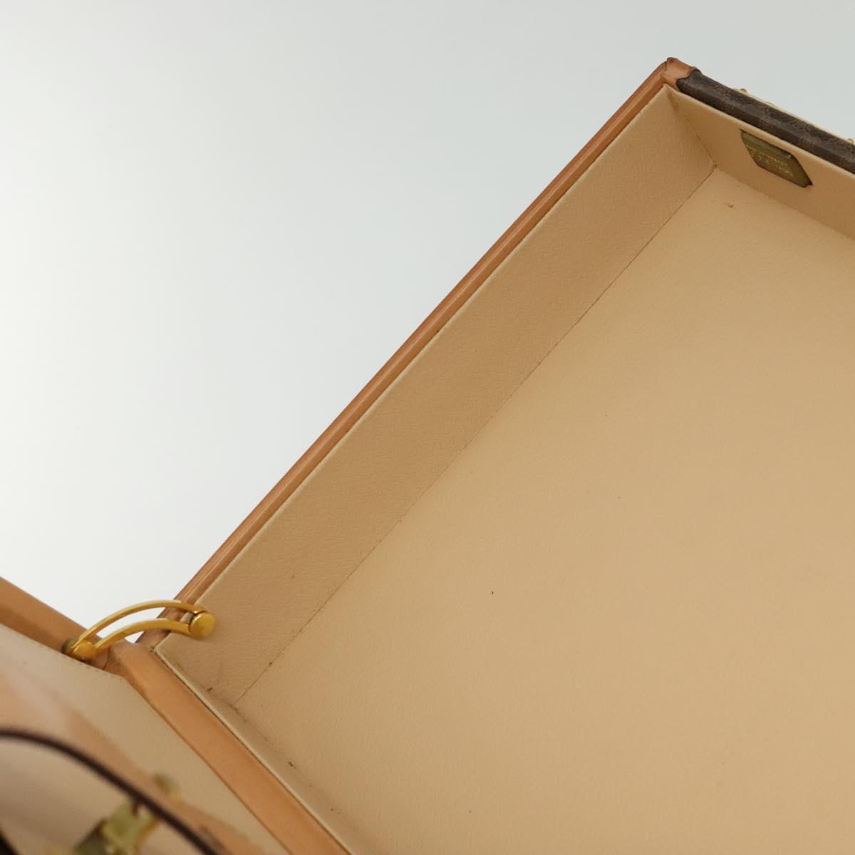 CELINE Macadam Canvas Trunk PVC Leather Brown Gold Auth 141482A