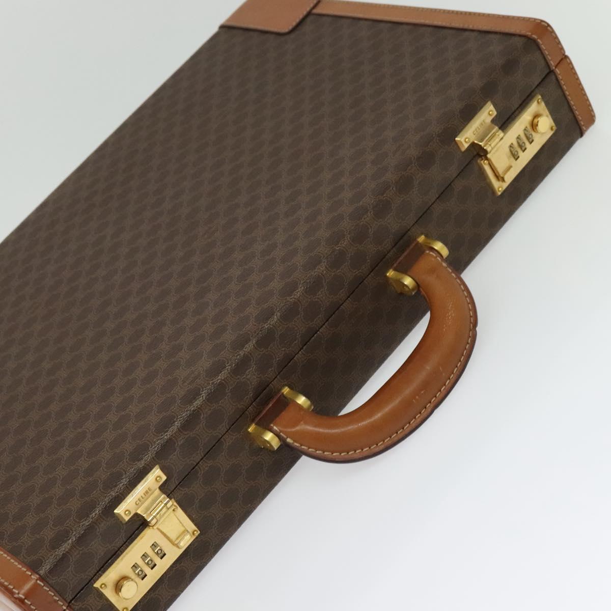 CELINE Macadam Canvas Trunk PVC Leather Brown Gold Auth 141482A