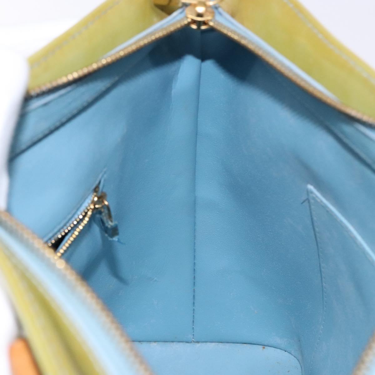 LOUIS VUITTON Monogram Vernis Houston Hand Bag Baby Blue M91005 LV Auth 141488