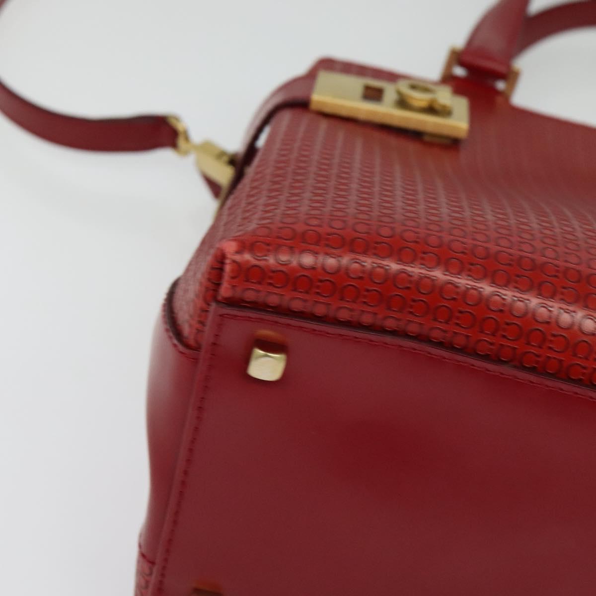 Salvatore Ferragamo Gancini Hand Bag Leather 2way Red Gold Auth 141492