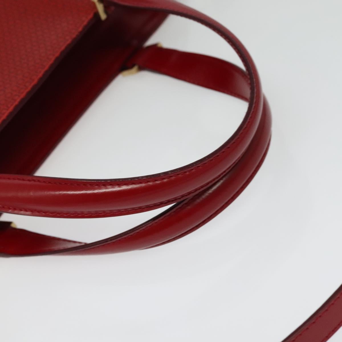 Salvatore Ferragamo Gancini Hand Bag Leather 2way Red Gold Auth 141492