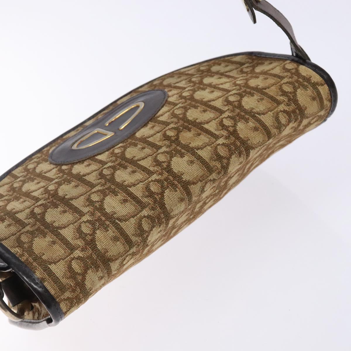 Christian Dior Trotter Canvas Shoulder Bag Brown Gold Auth 141500