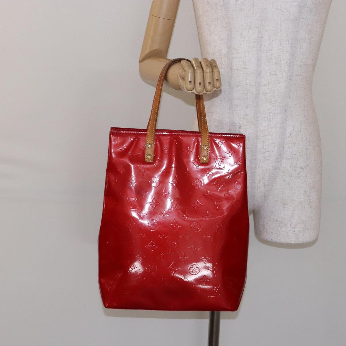 LOUIS VUITTON Monogram Vernis Reade MM Hand Bag Red Rouge M91086 LV Auth 141504
