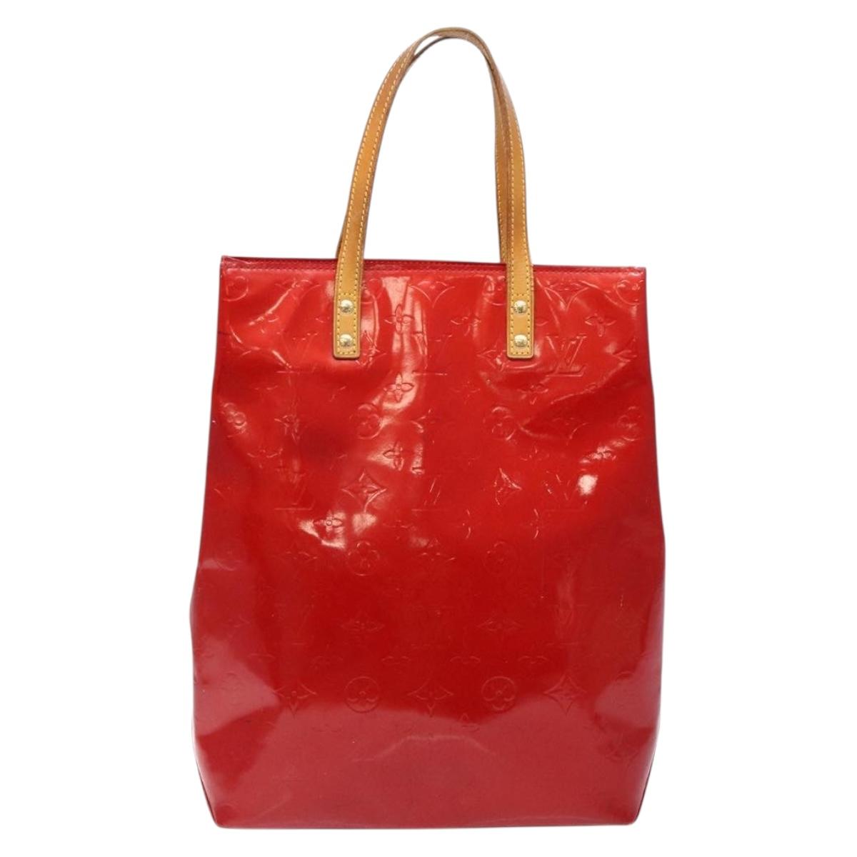 LOUIS VUITTON Monogram Vernis Reade MM Hand Bag Red Rouge M91086 LV Auth 141504
