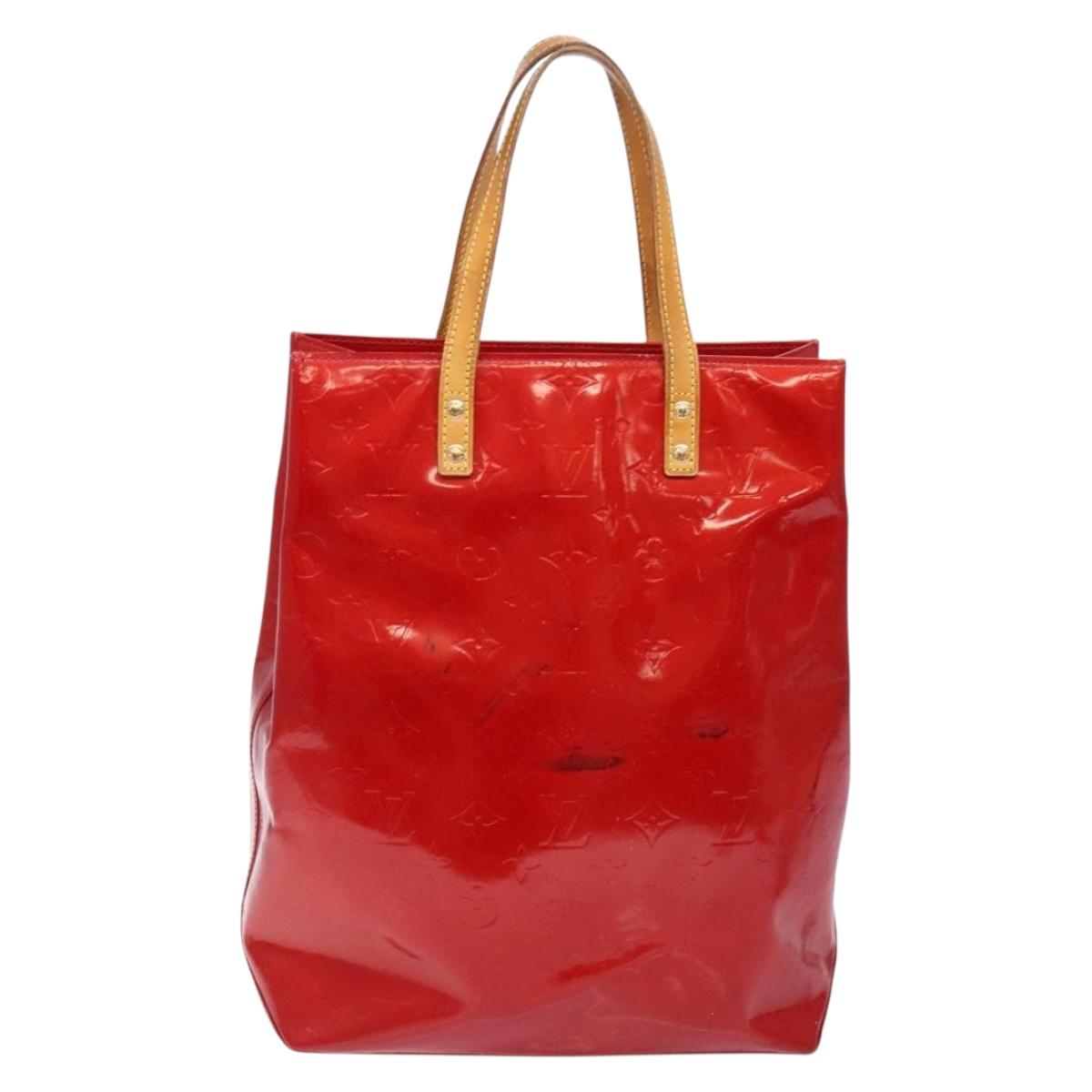 LOUIS VUITTON Monogram Vernis Reade MM Hand Bag Red Rouge M91086 LV Auth 141504
