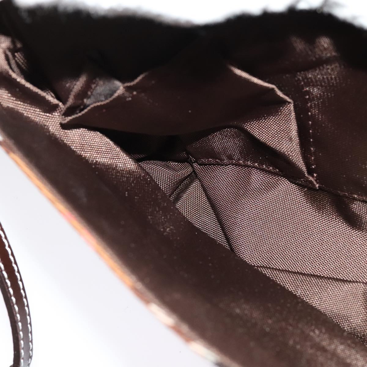 BURBERRY Nova Check Blue Label Shoulder Bag Canvas Brown Silver Auth 141511