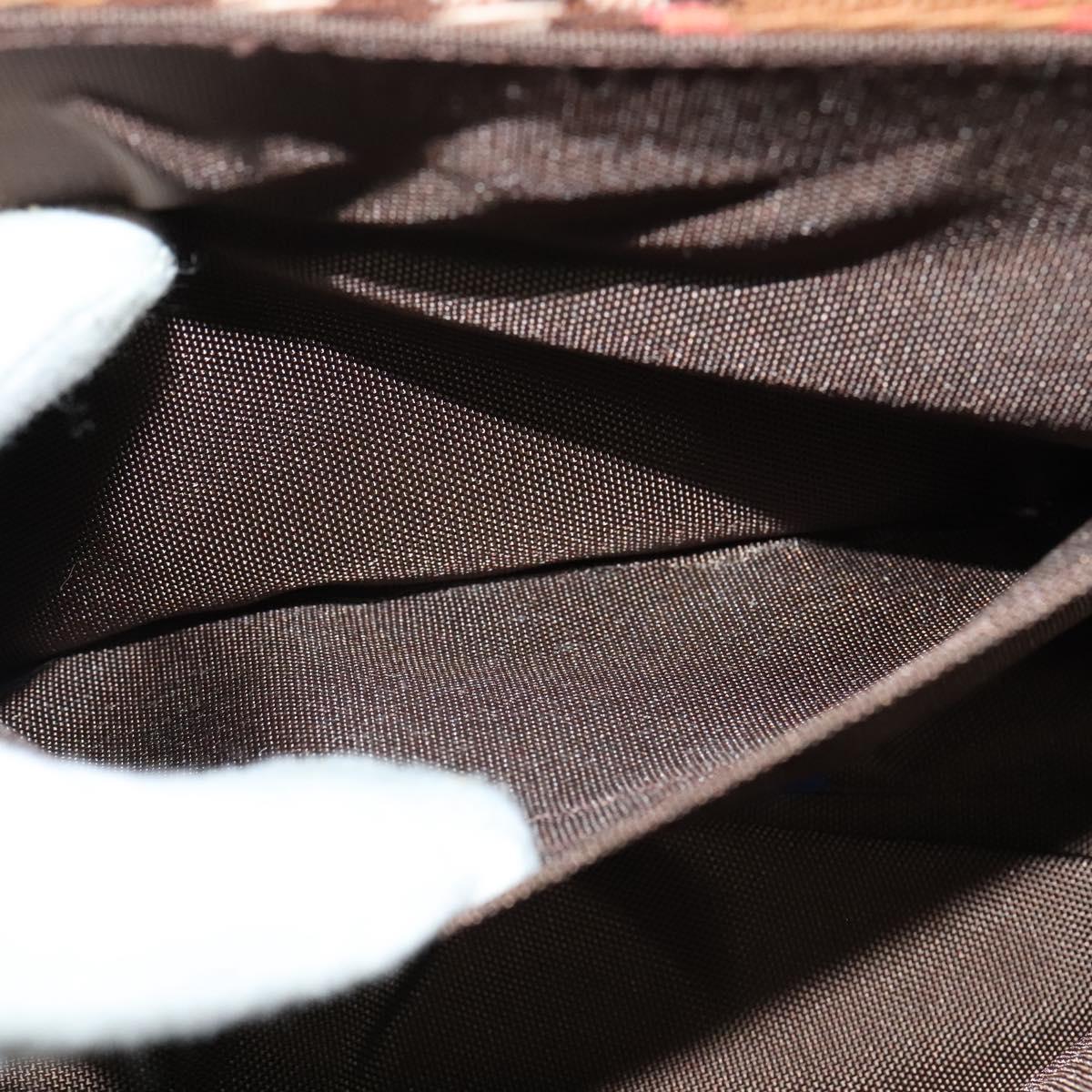 BURBERRY Nova Check Blue Label Shoulder Bag Canvas Brown Silver Auth 141511