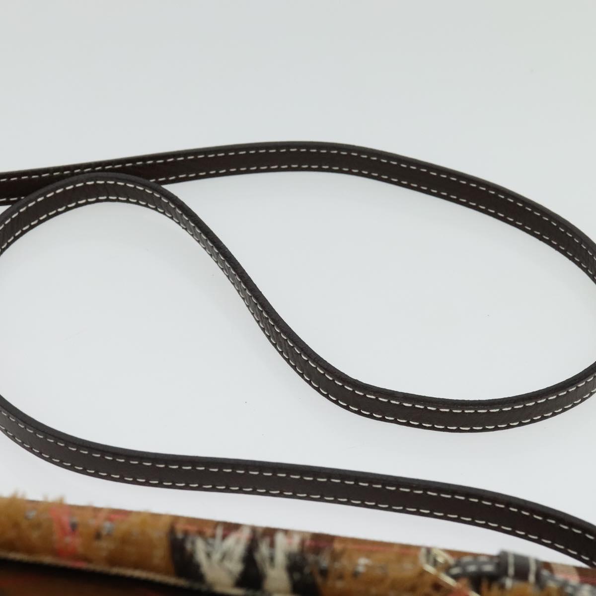 BURBERRY Nova Check Blue Label Shoulder Bag Canvas Brown Silver Auth 141511