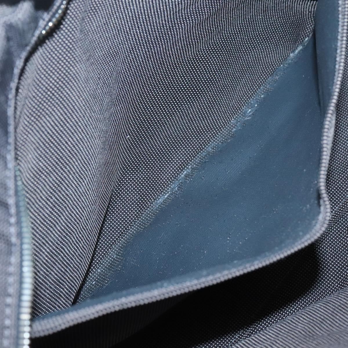 HERMES Her Line MM Hand Bag Canvas Gray Silver Auth 141513