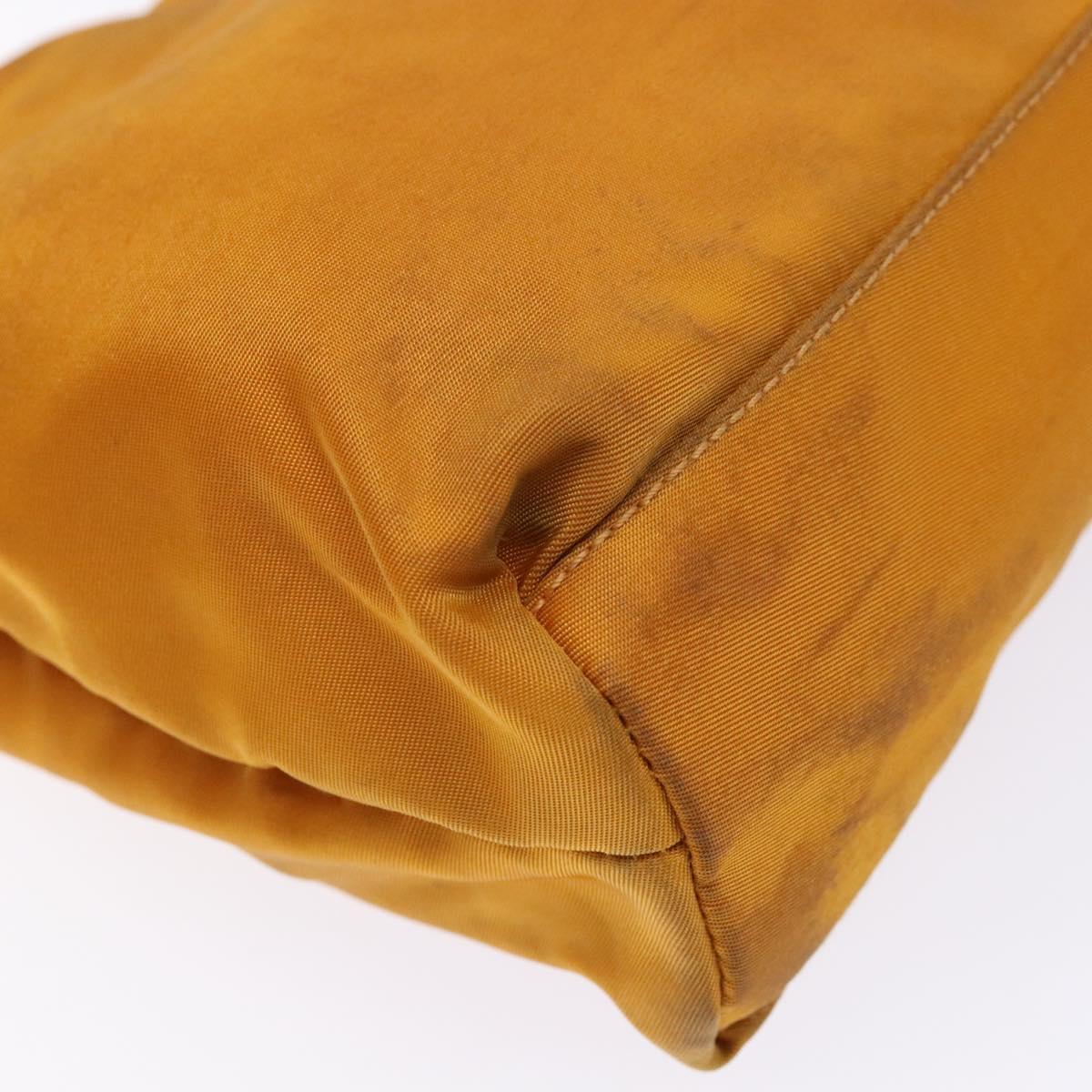 PRADA Shoulder Bag Nylon Orange Gold Auth 141517