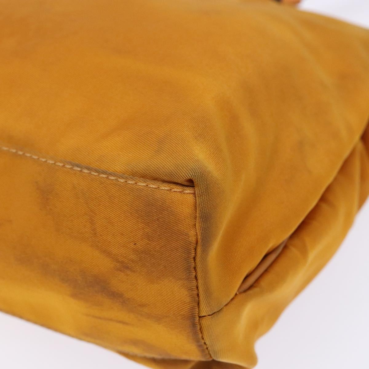PRADA Shoulder Bag Nylon Orange Gold Auth 141517