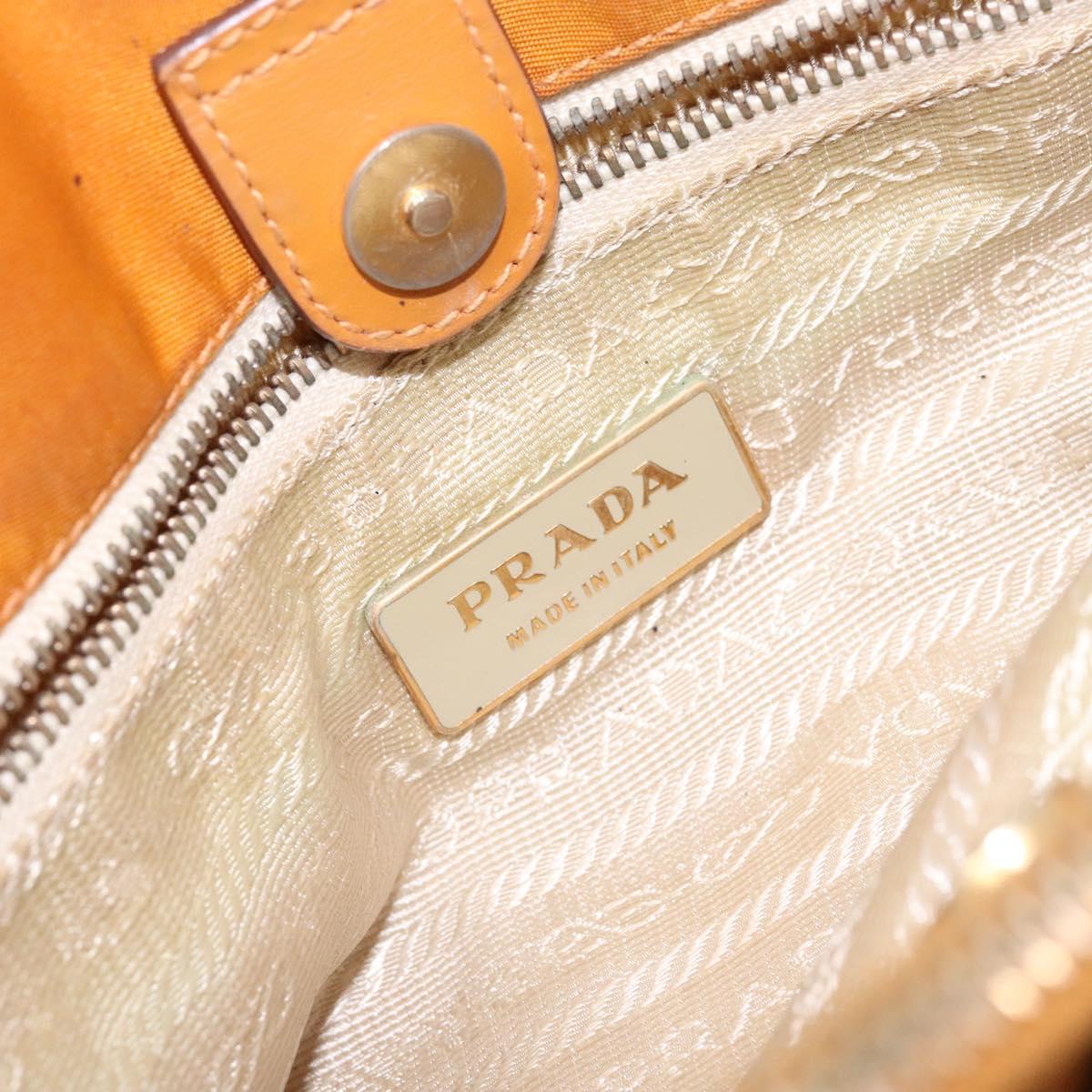 PRADA Shoulder Bag Nylon Orange Gold Auth 141517