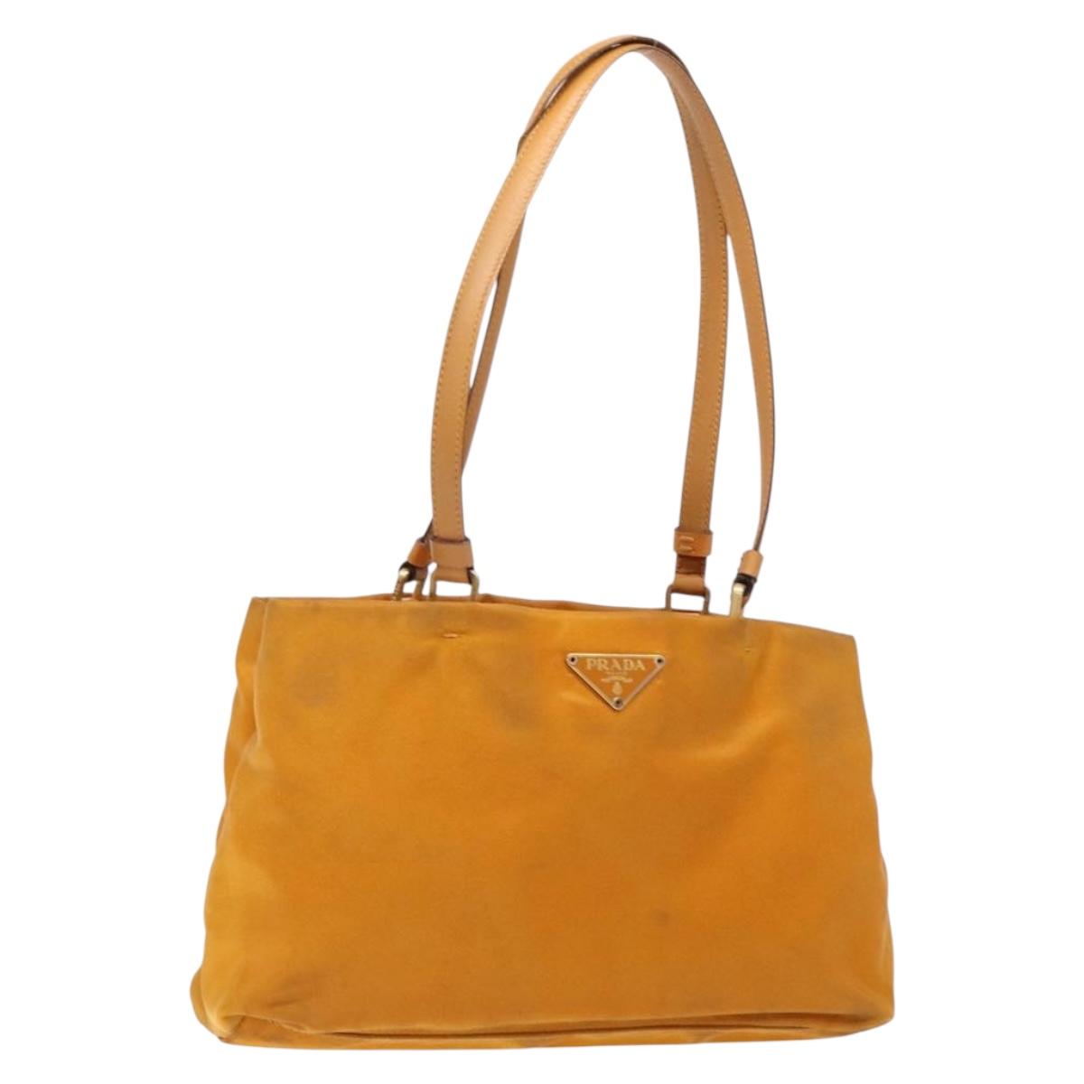 PRADA Shoulder Bag Nylon Orange Gold Auth 141517