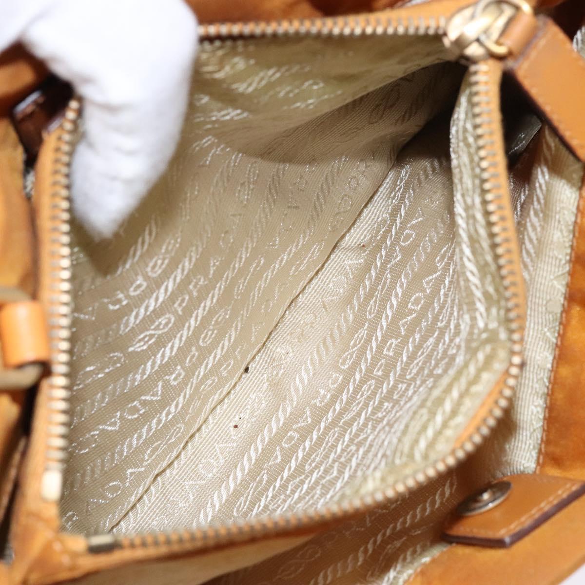 PRADA Shoulder Bag Nylon Orange Gold Auth 141517