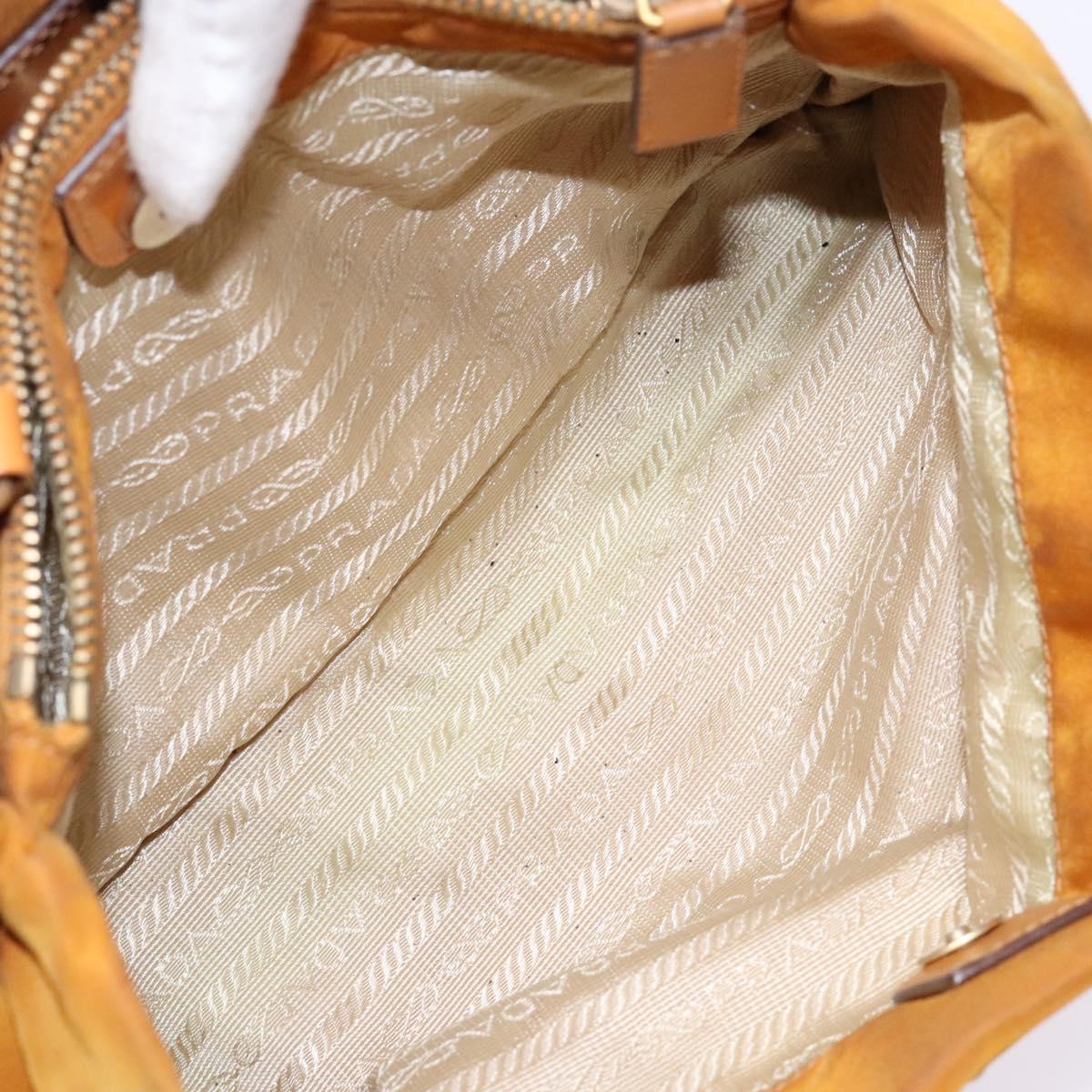 PRADA Shoulder Bag Nylon Orange Gold Auth 141517