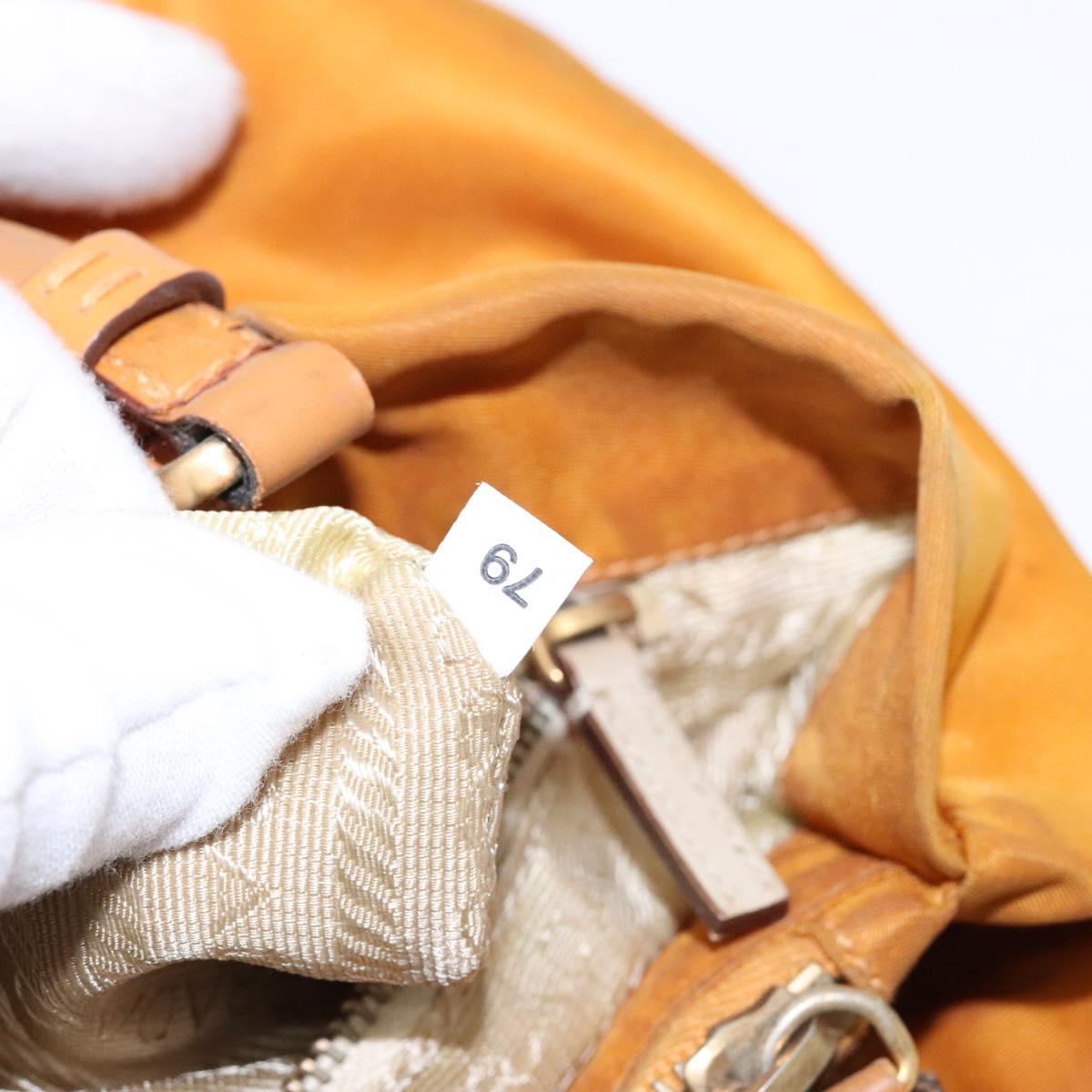 PRADA Shoulder Bag Nylon Orange Gold Auth 141517