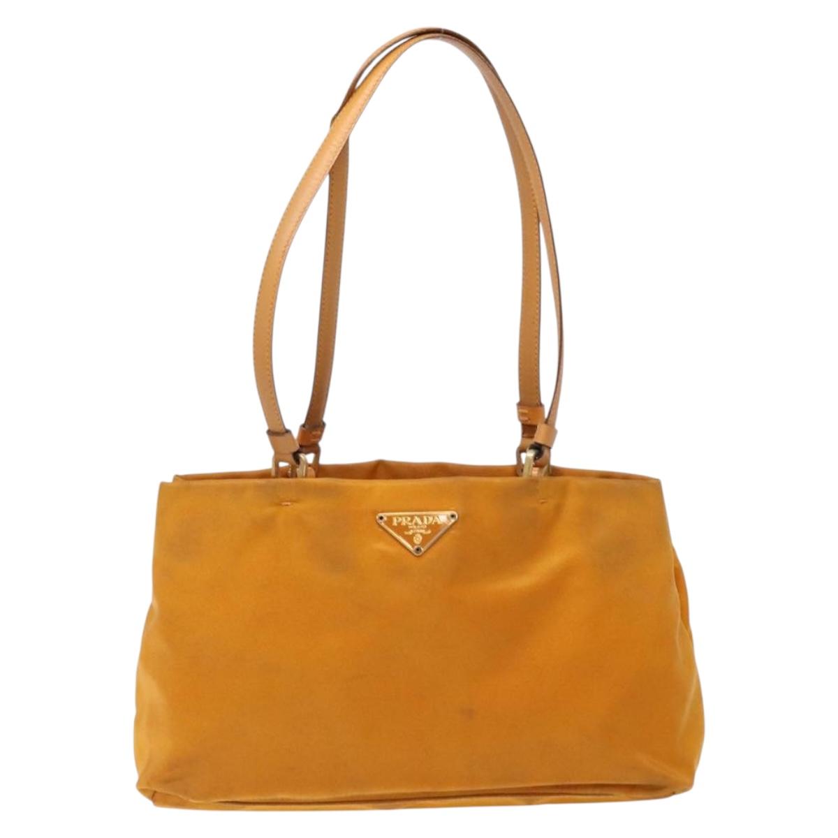 PRADA Shoulder Bag Nylon Orange Gold Auth 141517