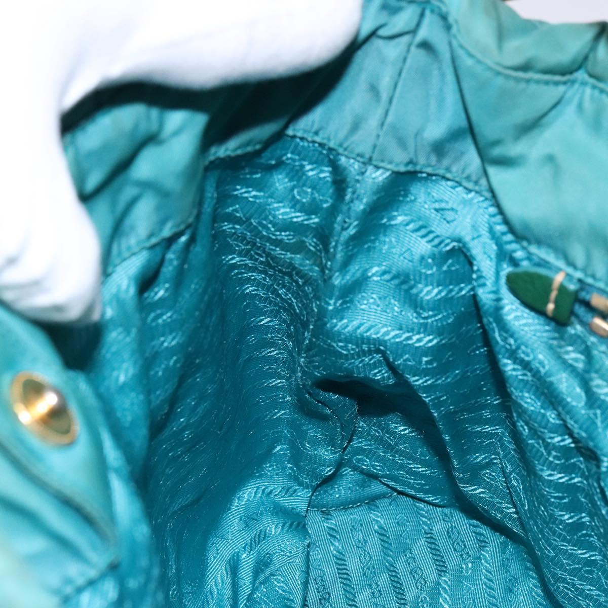 PRADA Shoulder Bag Nylon Blue Gold Auth 141518