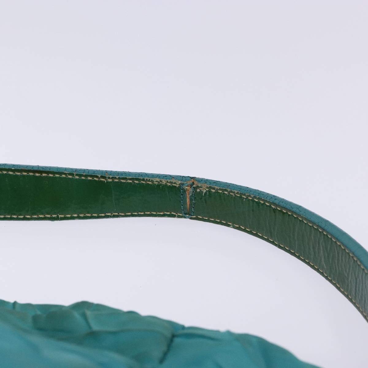 PRADA Shoulder Bag Nylon Blue Gold Auth 141518