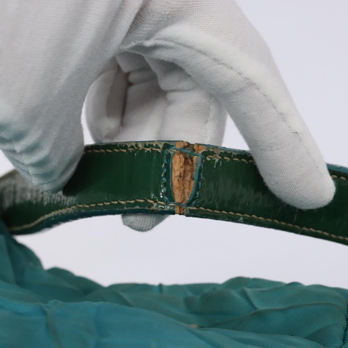 PRADA Shoulder Bag Nylon Blue Gold Auth 141518