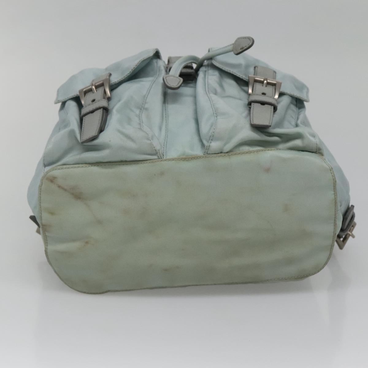 PRADA Backpack Nylon Light Blue Silver Auth 141519
