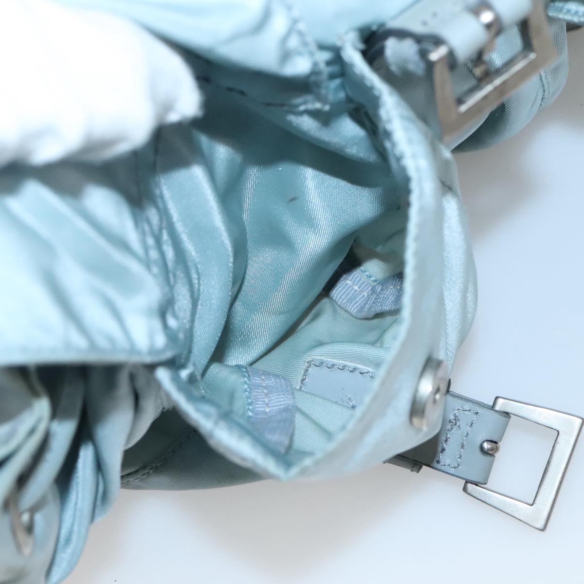 PRADA Backpack Nylon Light Blue Silver Auth 141519