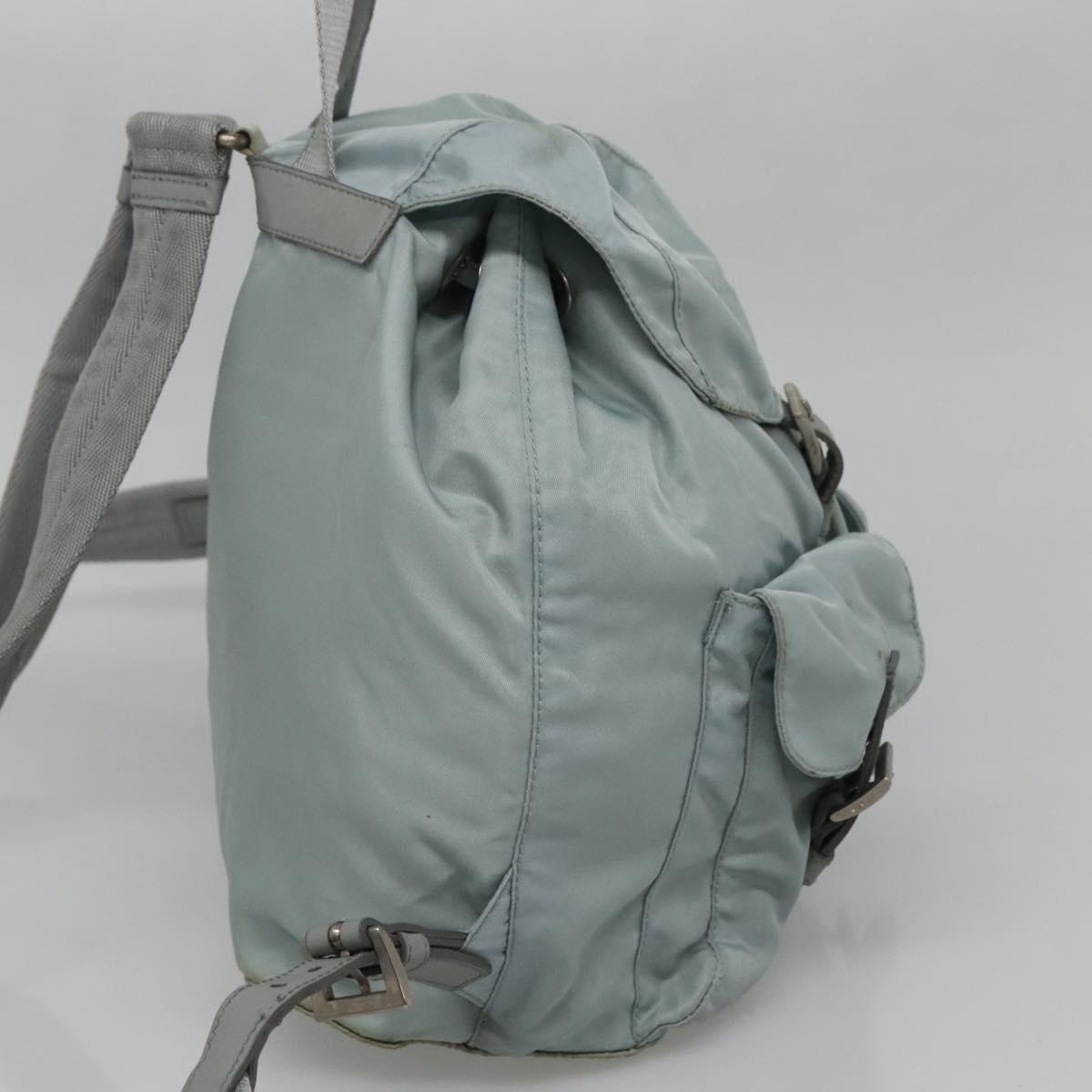 PRADA Backpack Nylon Light Blue Silver Auth 141519