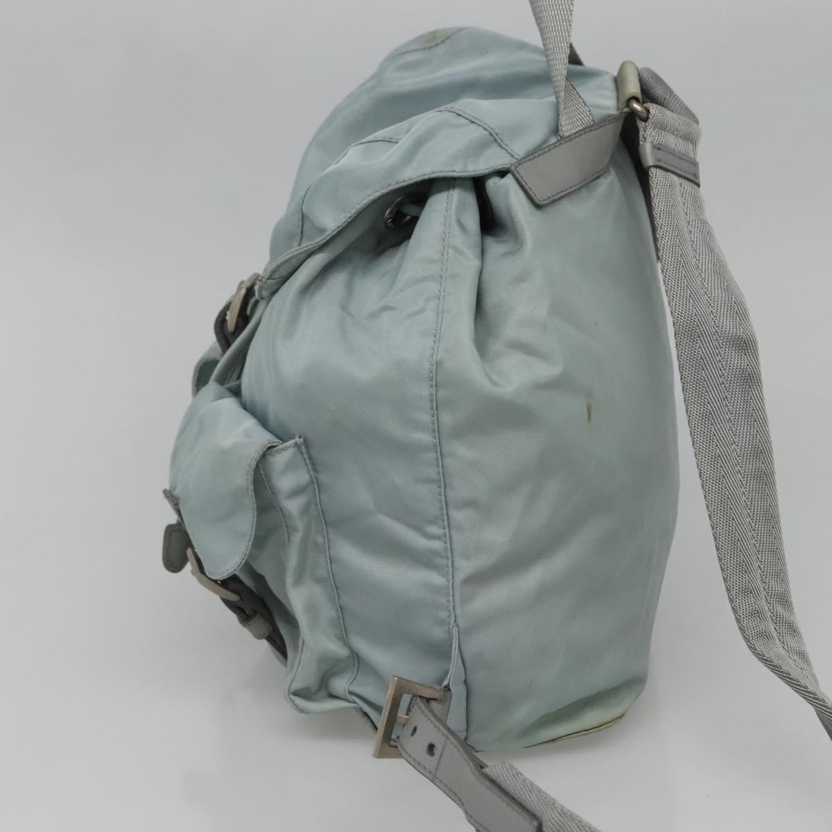 PRADA Backpack Nylon Light Blue Silver Auth 141519